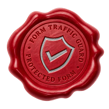 Silver shield engraved into a red wax seal